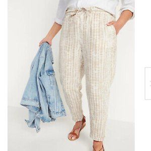 Old Navy Women Tie Dye High-Waisted Linen Straight Cropped Pants Size XL